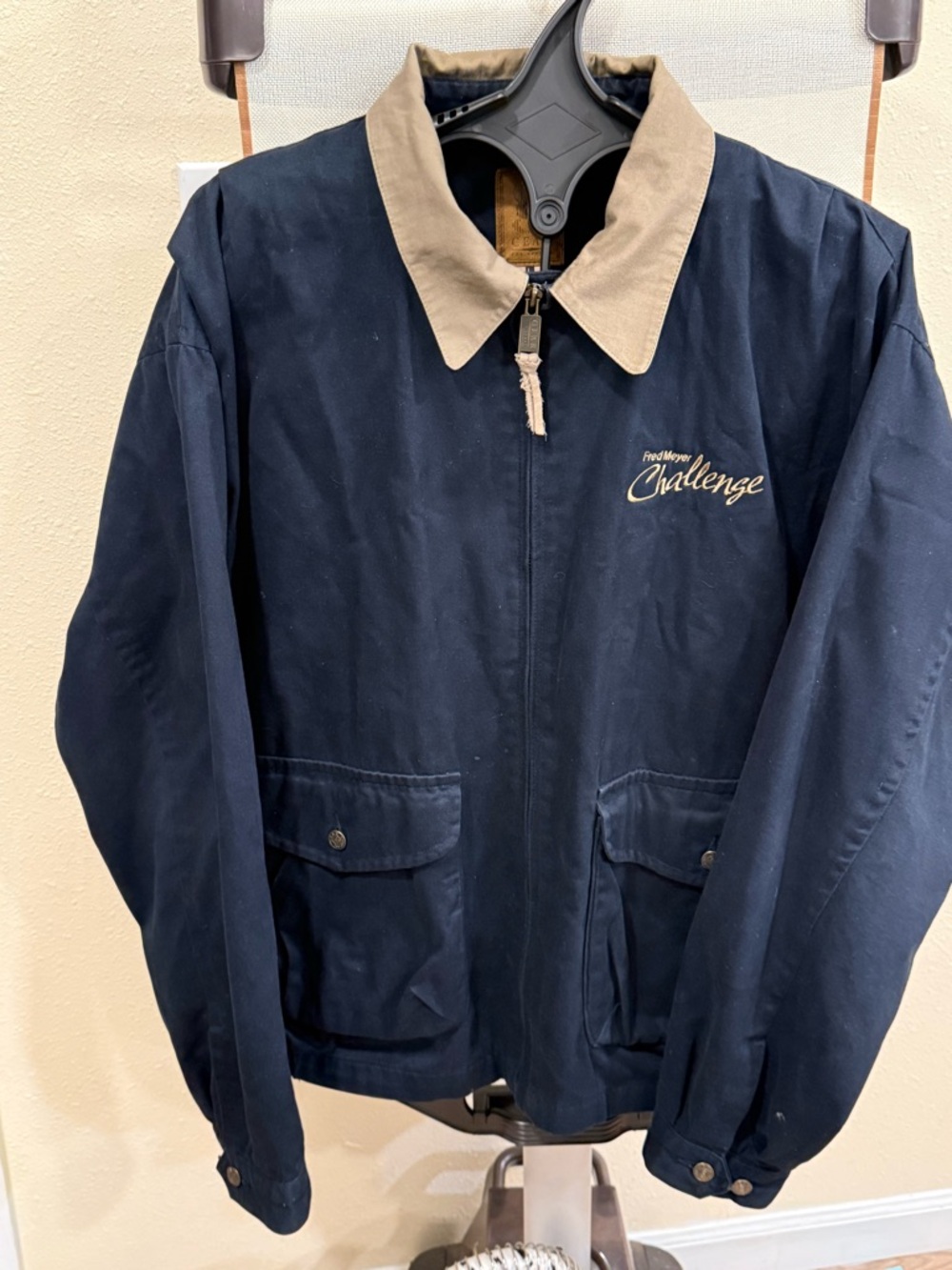 Gear For Sports Navy Bomber Jacket with Tan Collar